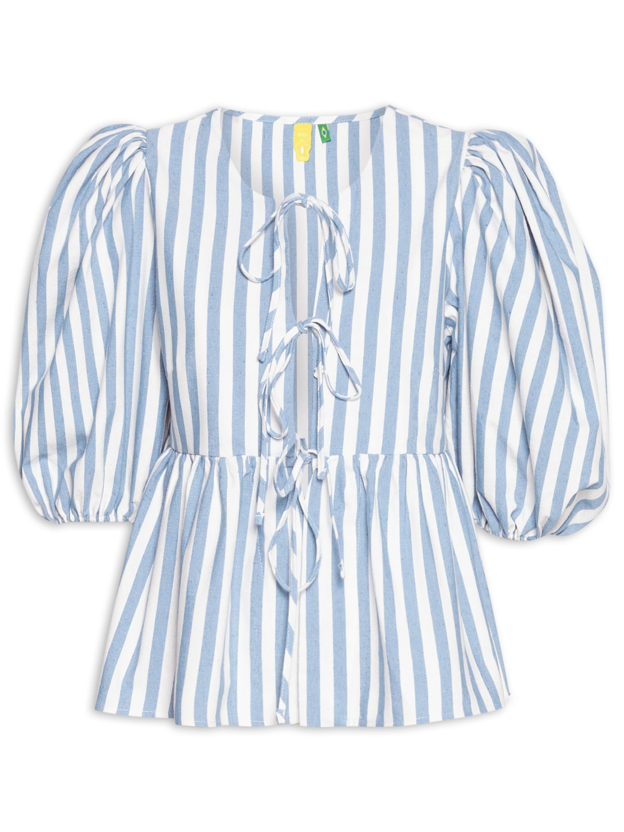 Blusa Feminina Manga Listra Bicolor - Azul