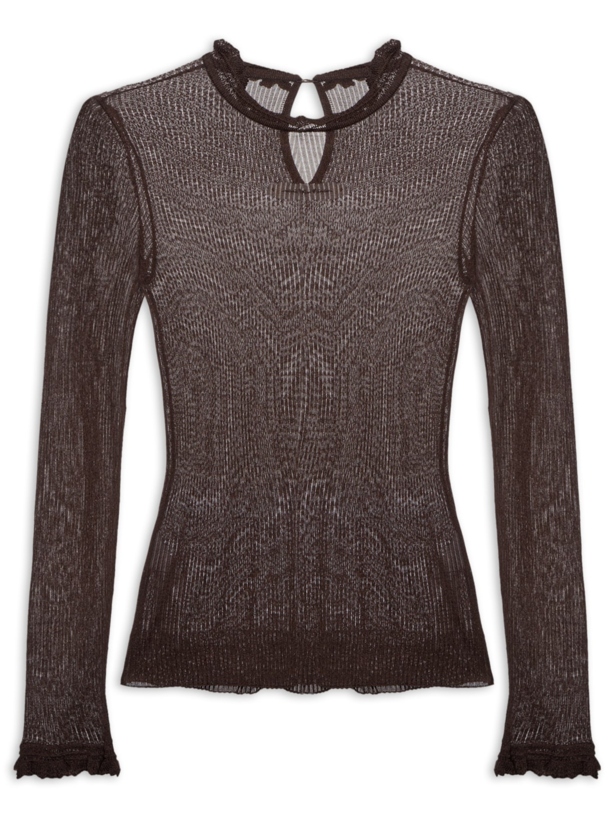 Blusa Feminina Manga Longa Ana Clara - Marrom