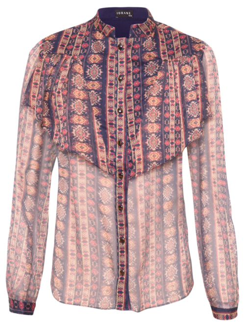 Blusa Feminina Manga Longa Babados - Marrom