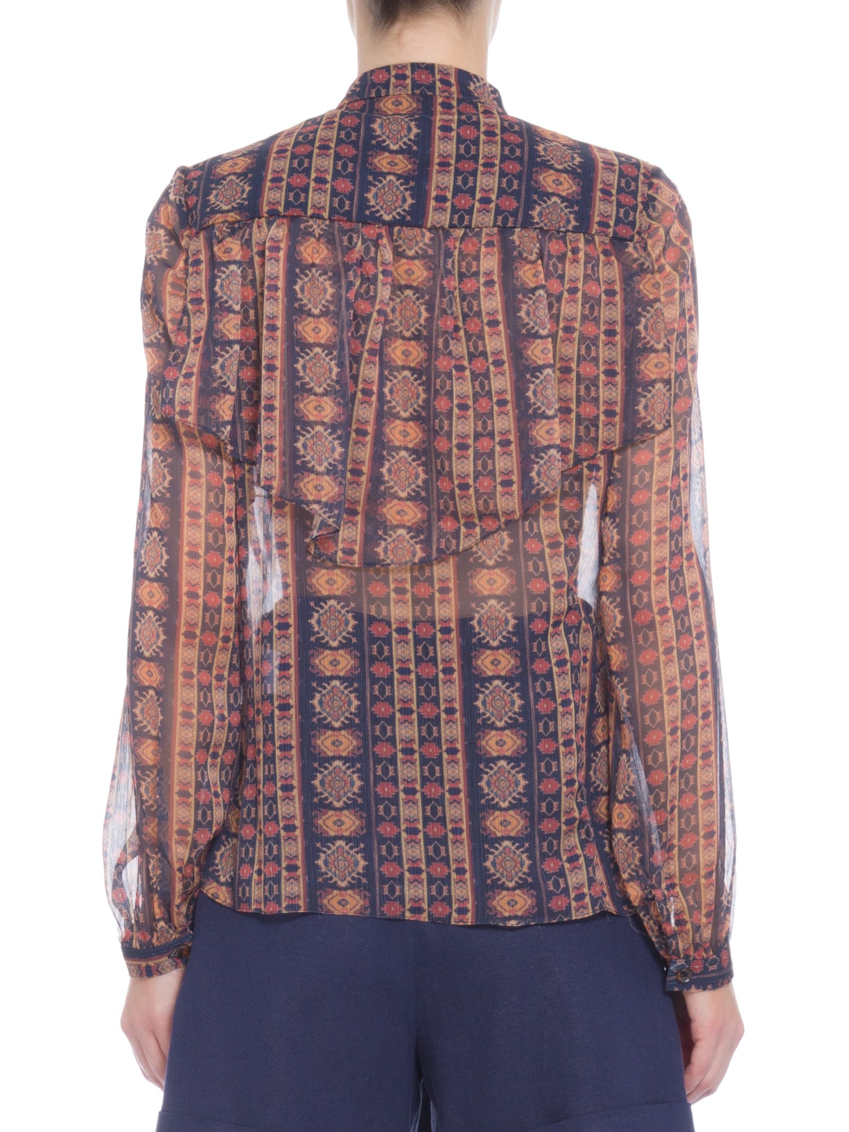 Blusa Feminina Manga Longa Babados Marrom Iorane