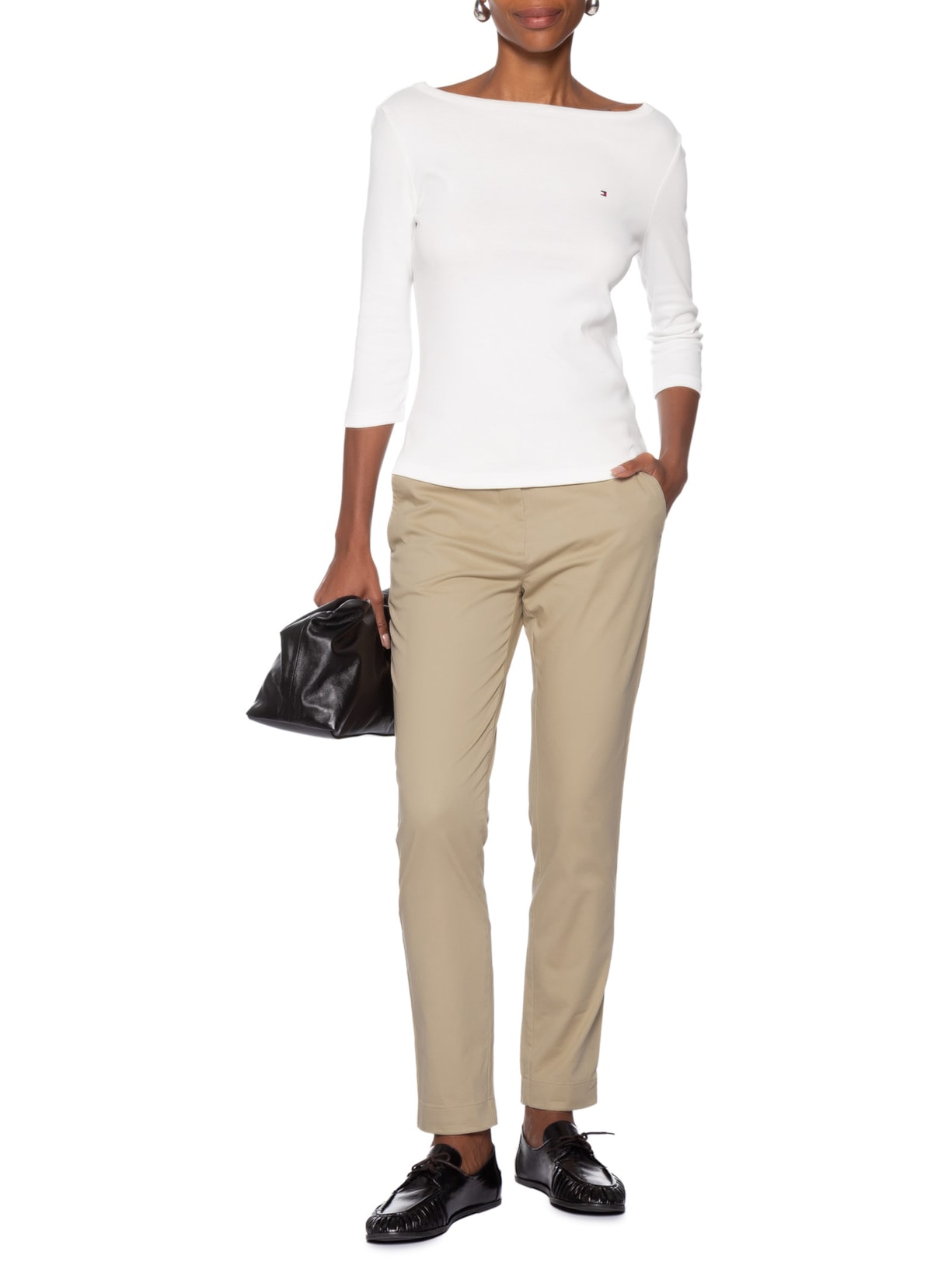 Blusa Feminina Manga Longa Cody Boat-NK 3/4 SLV Branco Tommy Hilfiger