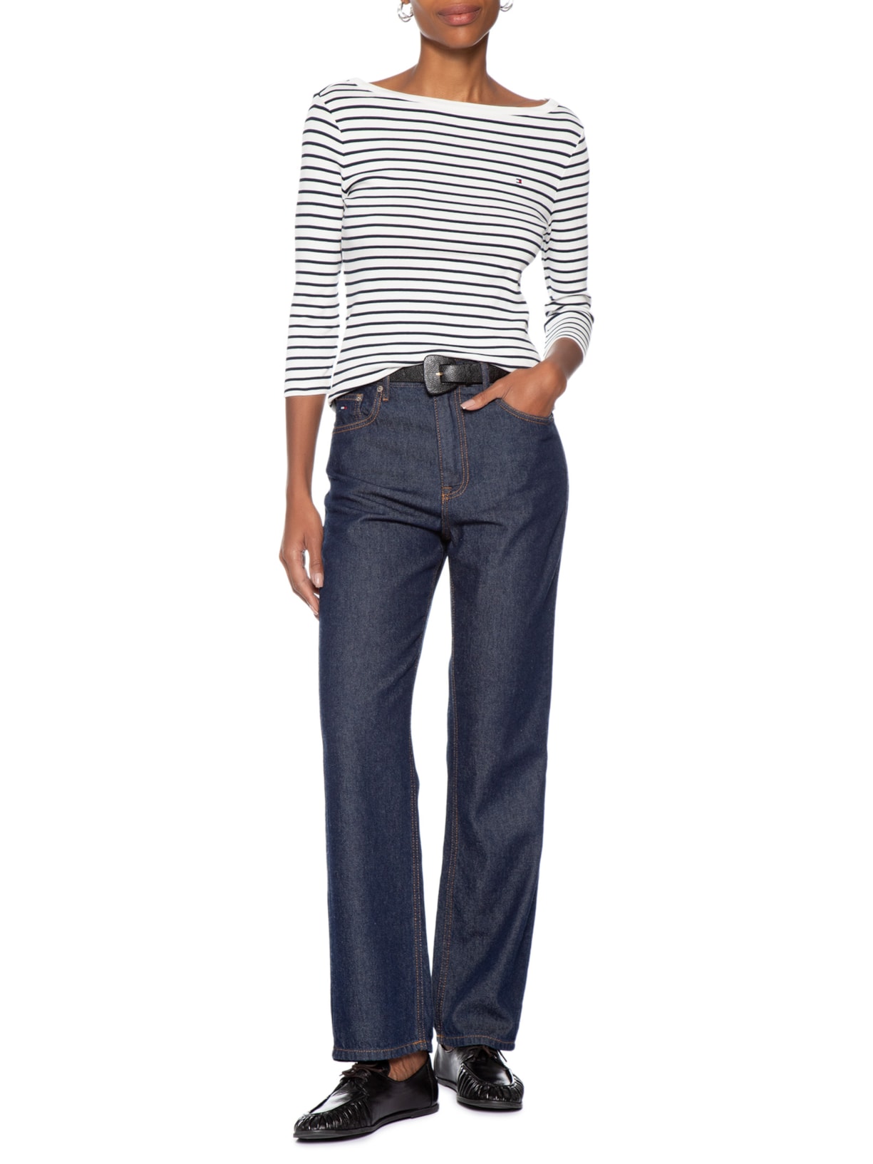 Blusa Feminina Manga Longa Cody Boat-NK 3/4 SLV Branco Tommy Hilfiger