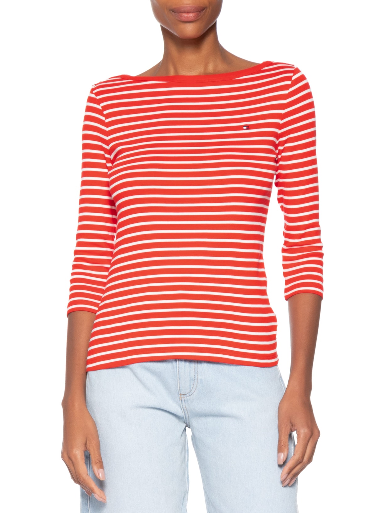 Blusa Feminina Manga Longa Cody Boat-NK 3/4 SLV Vermelho Tommy Hilfiger