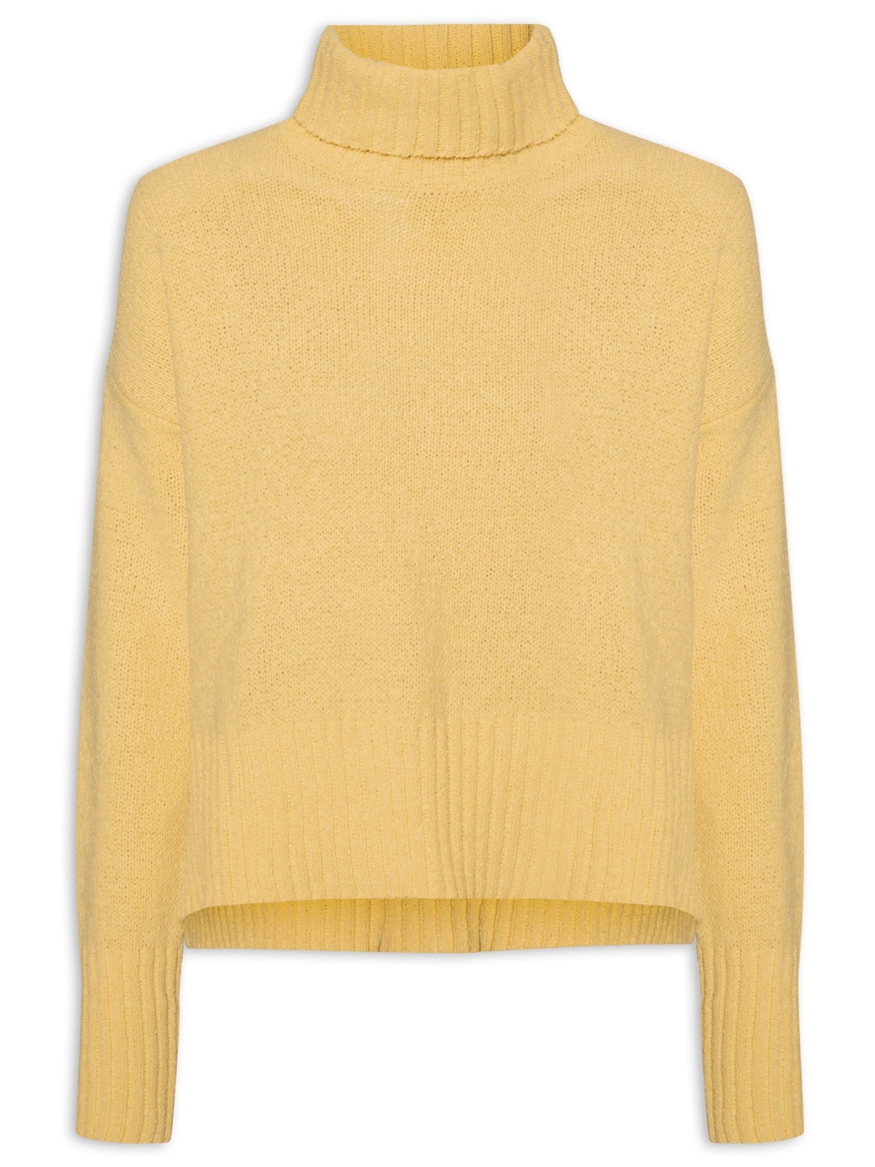 Blusa Feminina Manga Longa Com Gola Alta - Amarelo