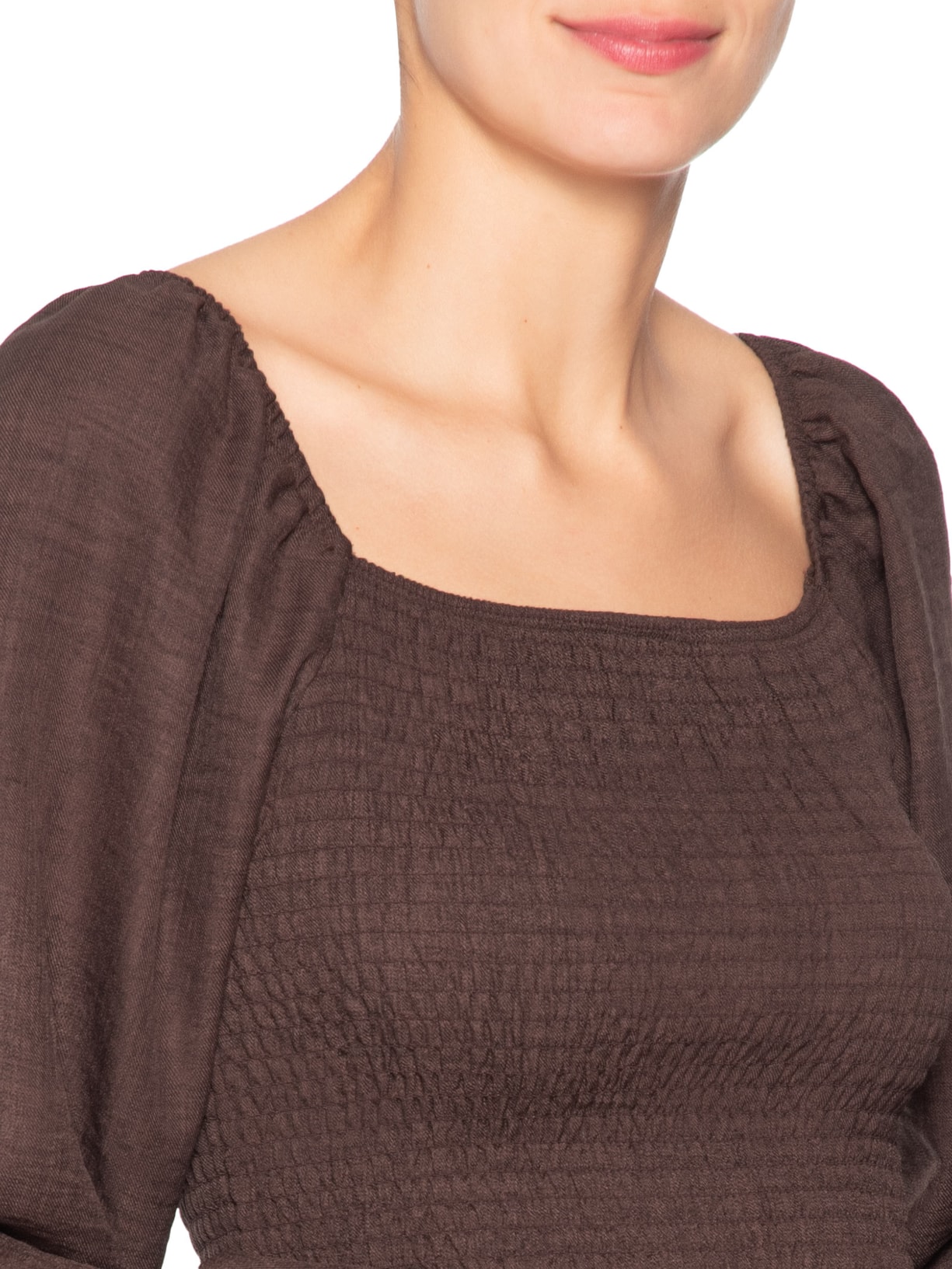 Blusa Feminina Manga Longa Com Lastex Marrom Market 33