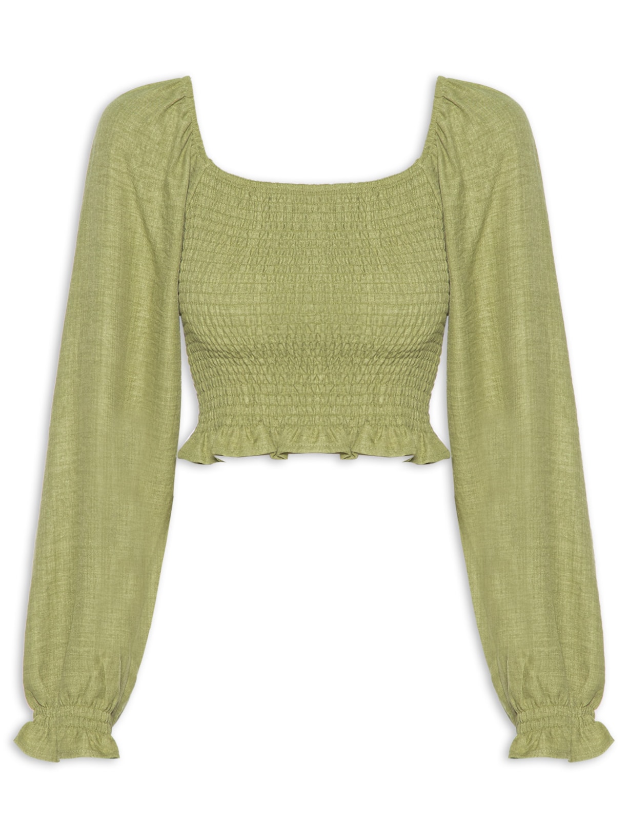 Blusa Feminina Manga Longa Com Lastex Verde Market 33