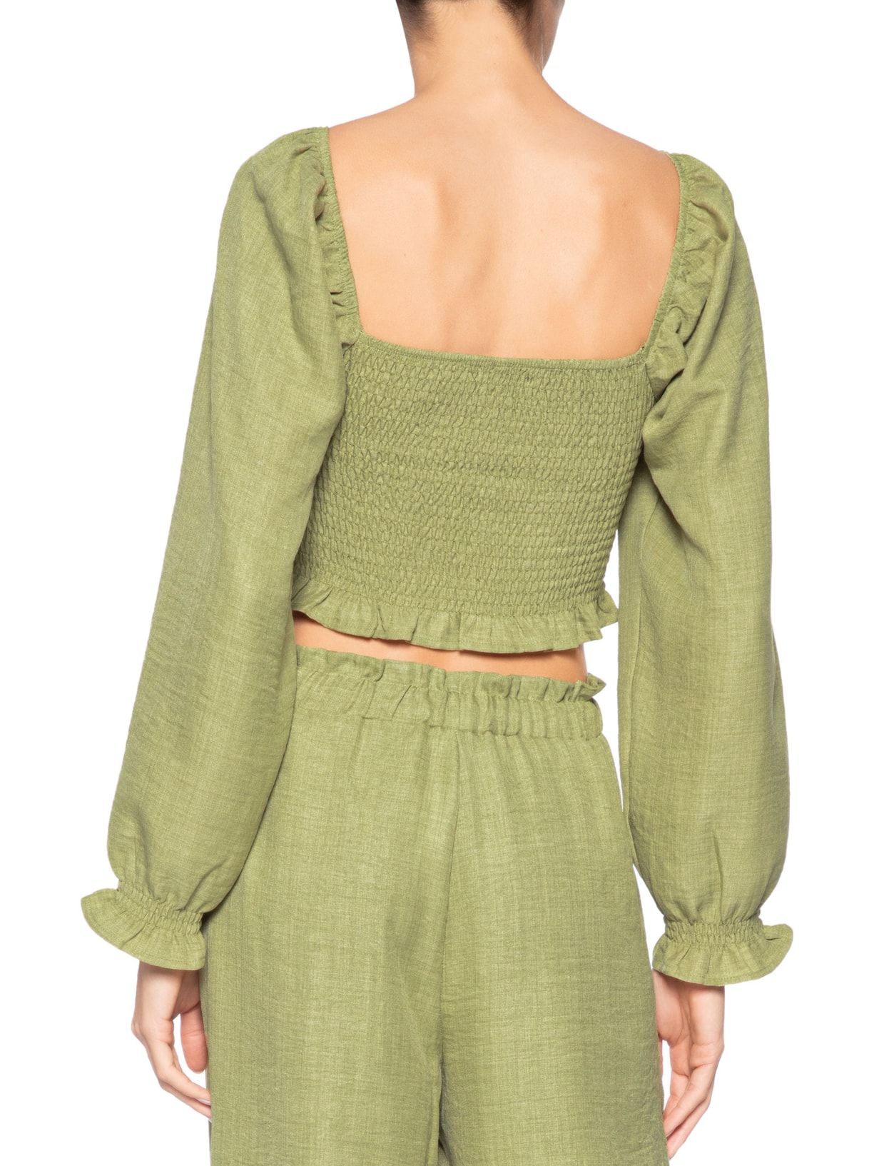 Blusa Feminina Manga Longa Com Lastex Verde Market 33