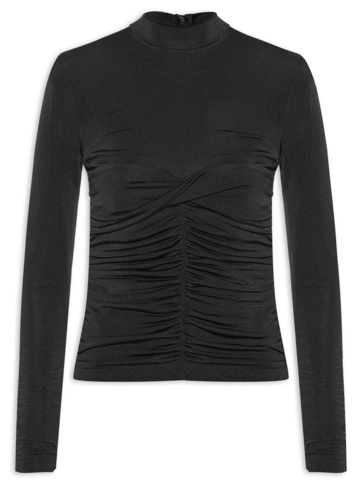 Blusa Feminina Manga Longa Corset Jersey - Preto