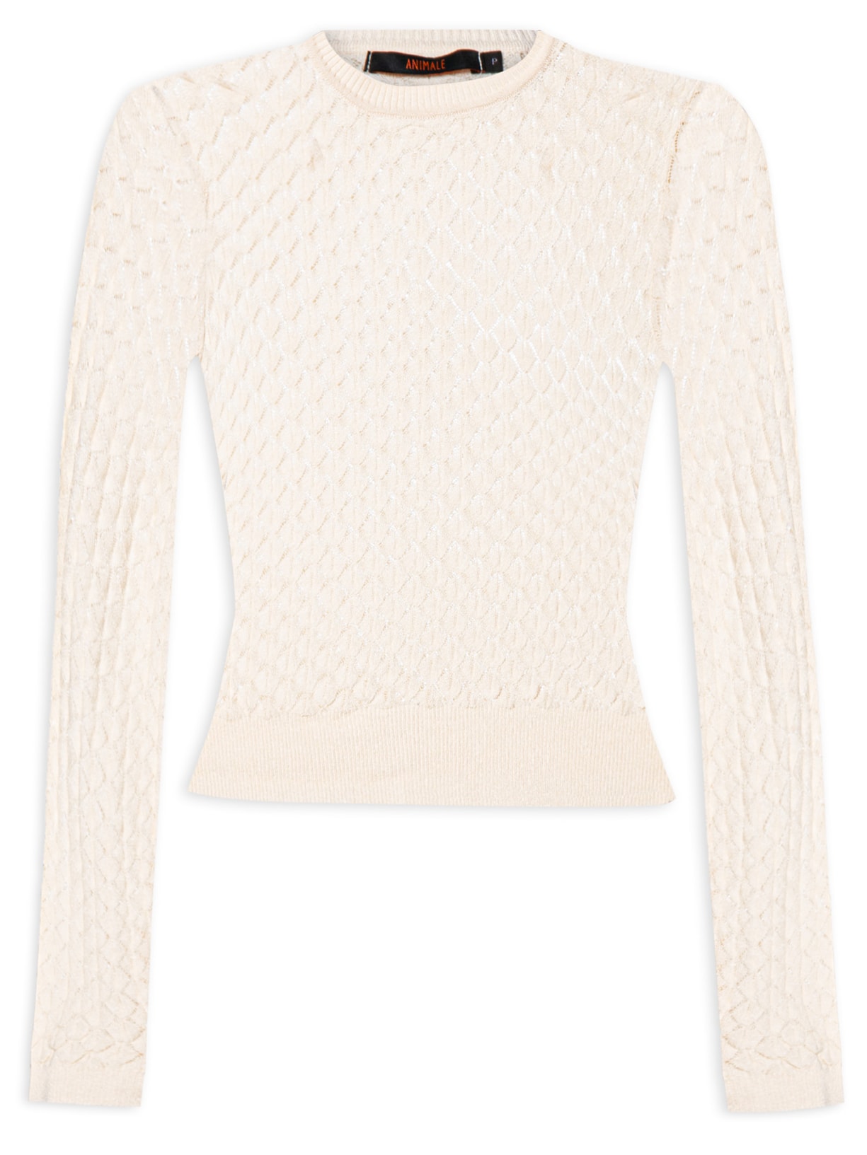 Blusa Feminina Manga Longa de Tricot Furos - Bege