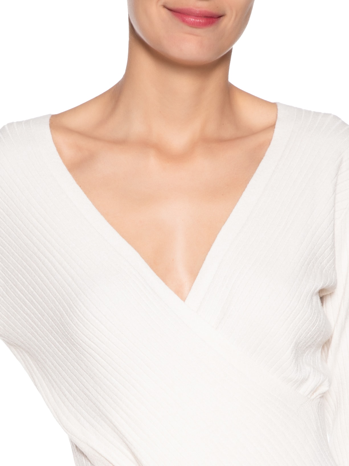 Blusa Feminina Manga Longa Decote Transpassado Off White Basiq