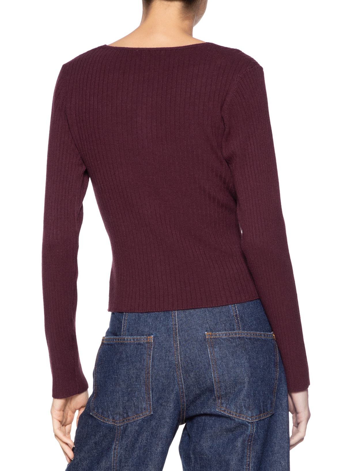 Blusa Feminina Manga Longa Decote Transpassado Vermelho Basiq