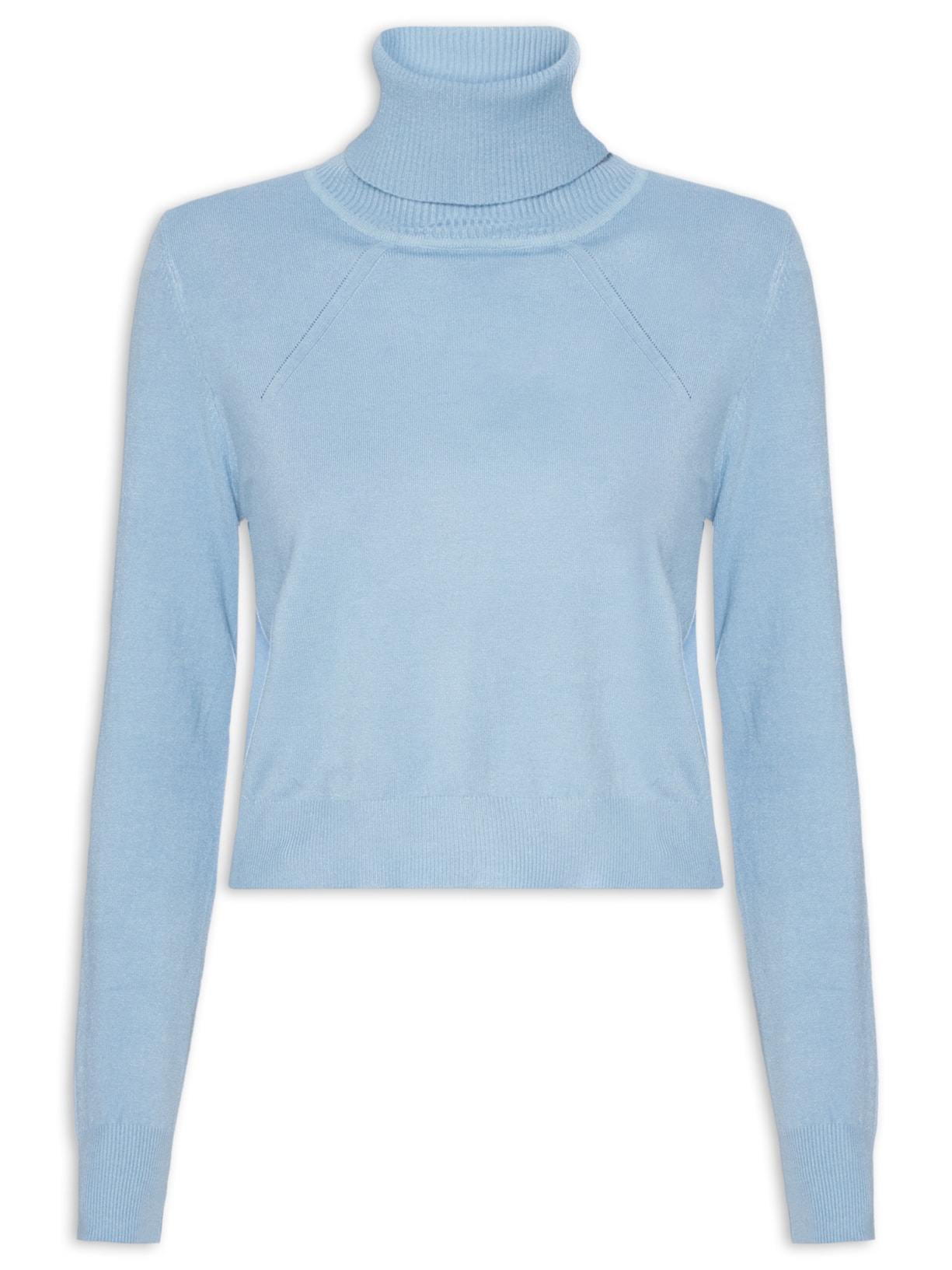 Blusa Feminina Manga Longa E Gola Alta - Azul