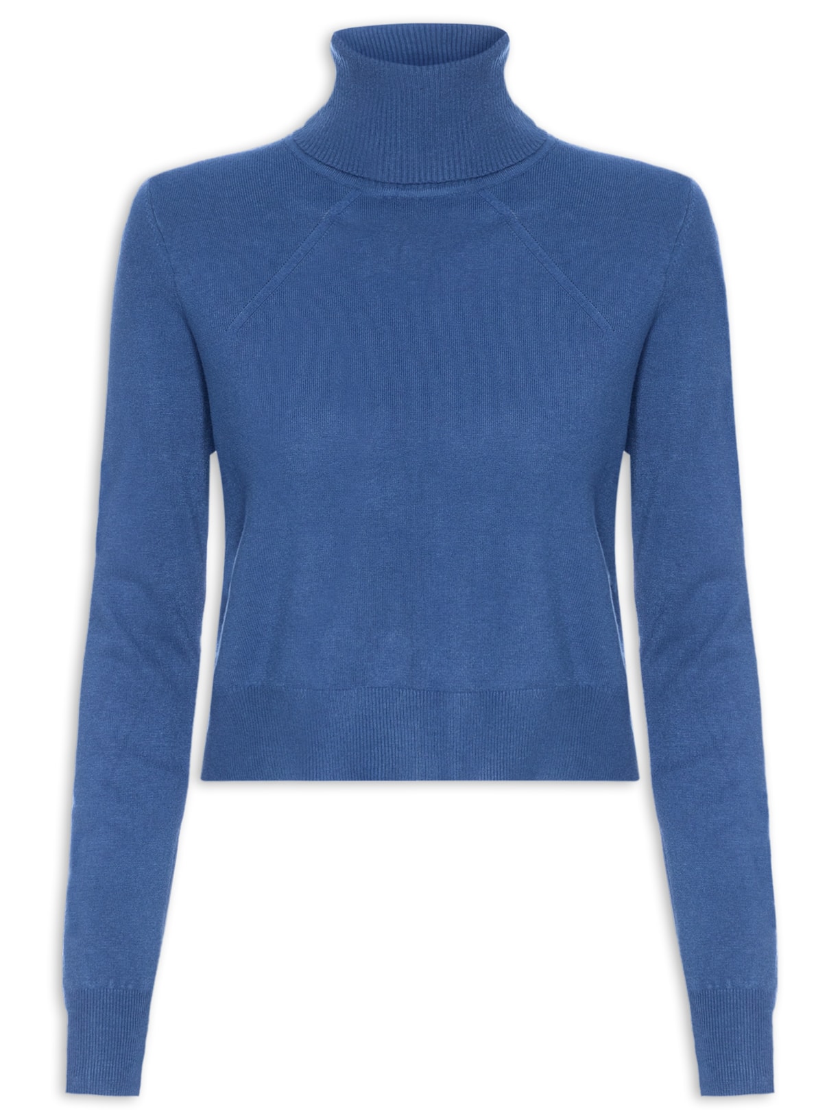 Blusa Feminina Manga Longa E Gola Alta - Azul