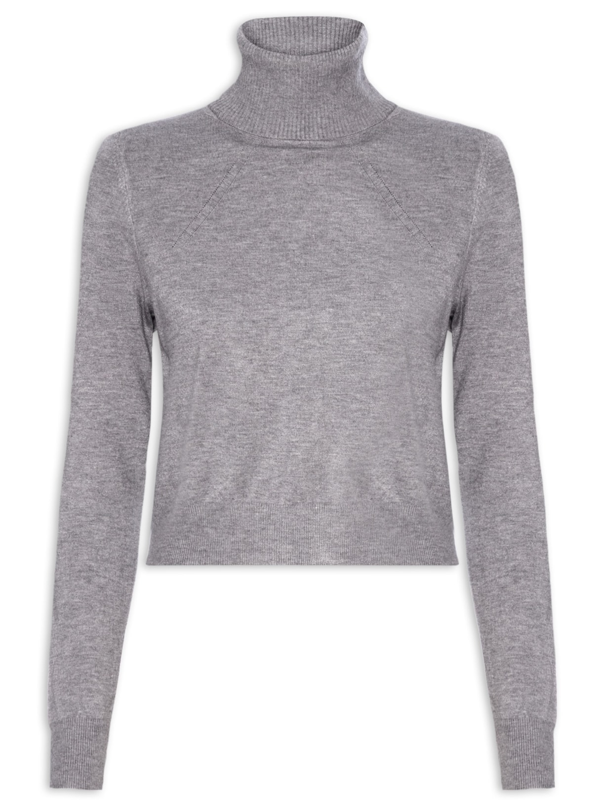 Blusa Feminina Manga Longa E Gola Alta - Cinza