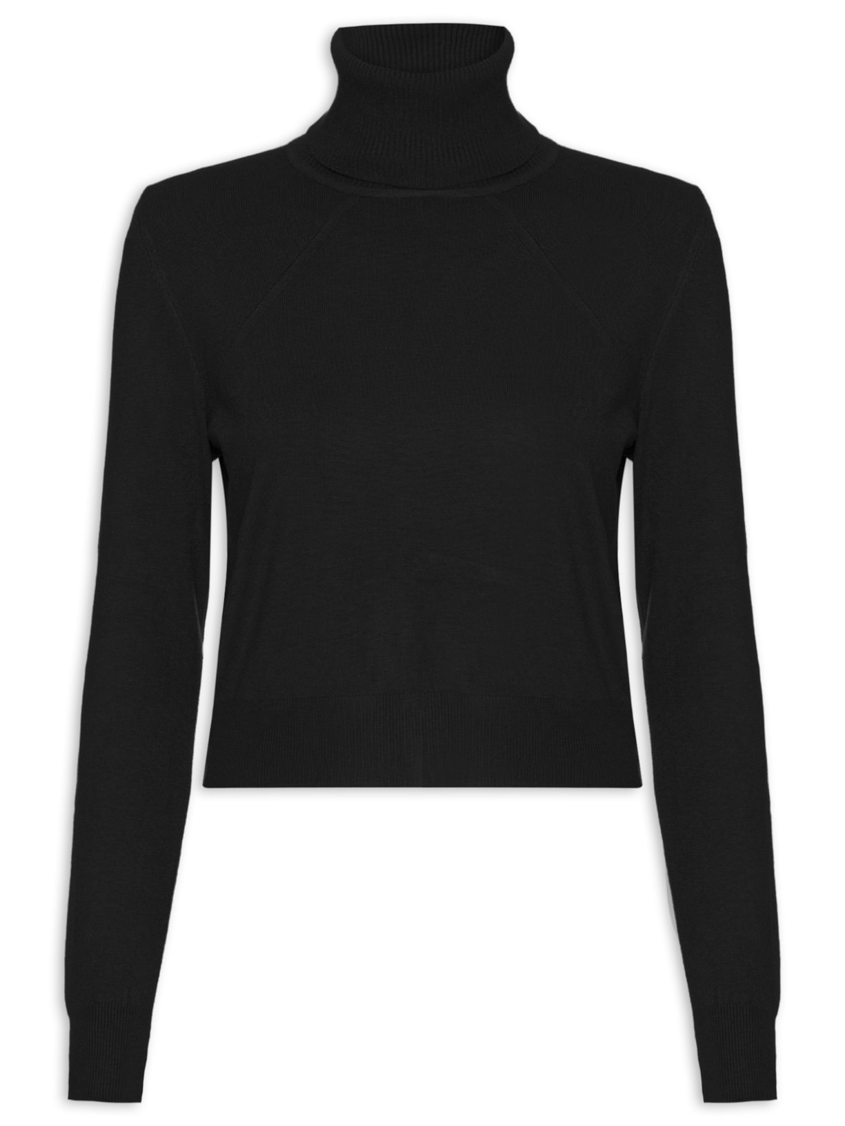 Blusa Feminina Manga Longa E Gola Alta - Preto