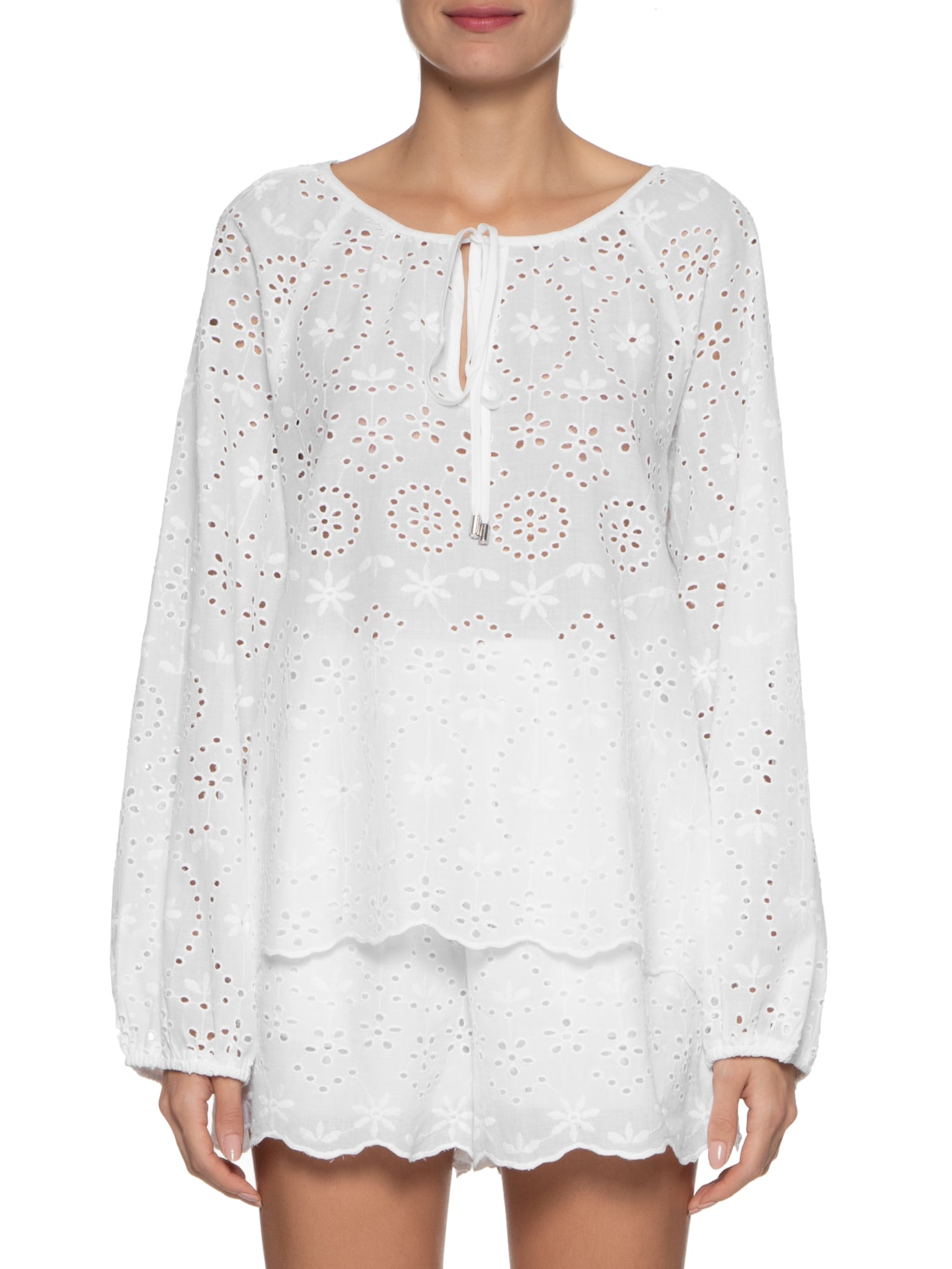 Blusa Feminina Manga Longa Em Laise Branco '2Essential