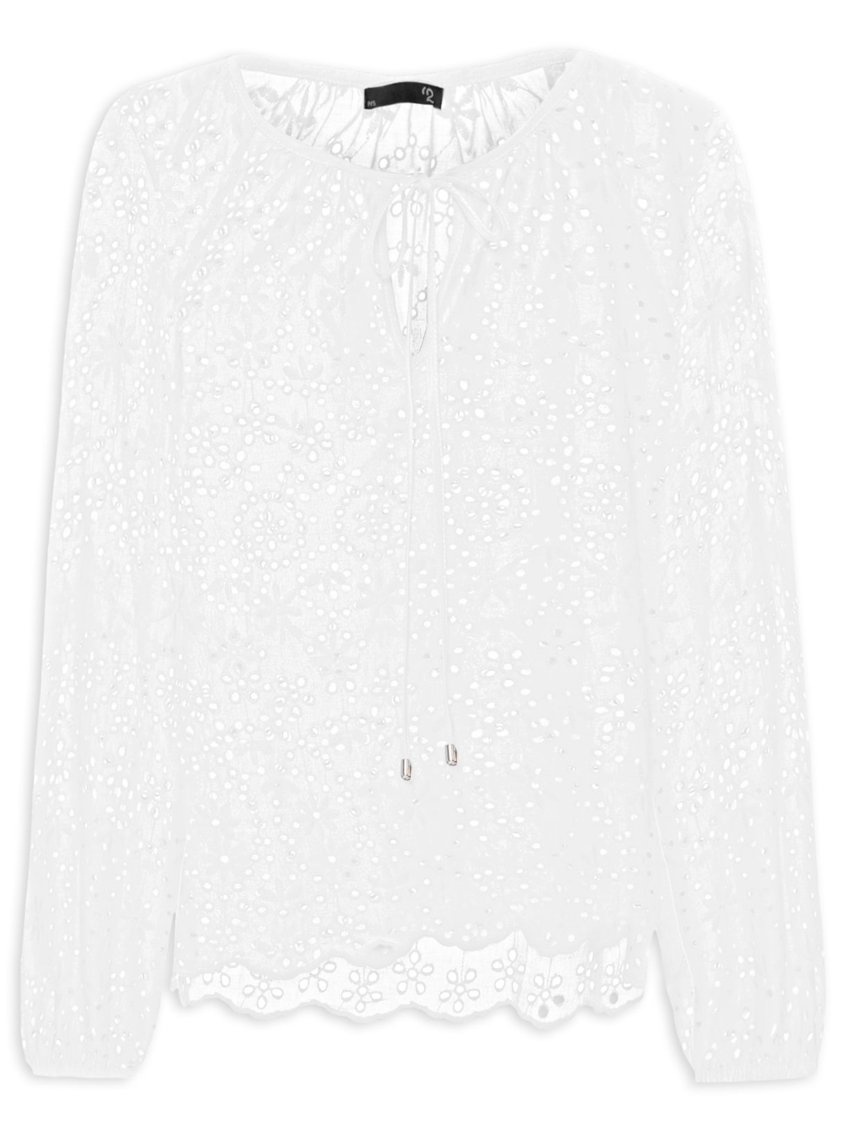 Blusa Feminina Manga Longa Em Laise - Branco