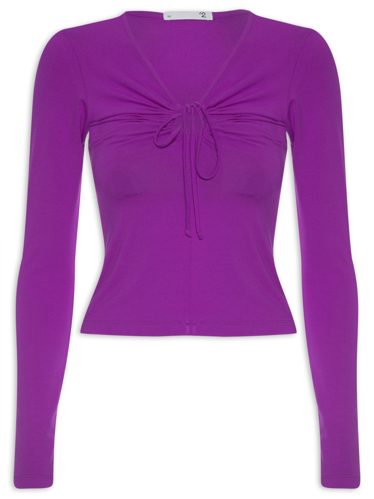 Blusa Feminina Manga Longa Em Malha Franzido - Roxo