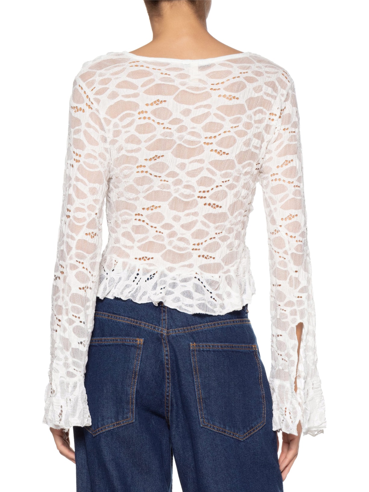 Blusa Feminina Manga Longa Em Renda Off White Market 33