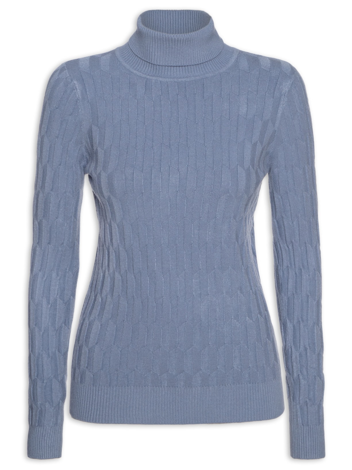 Blusa Feminina Manga Longa Em Tricot - Azul