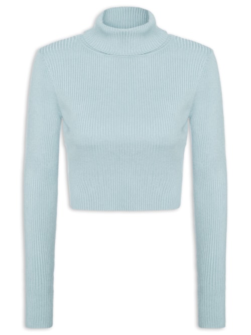 Blusa Feminina Manga Longa em Tricot - Azul