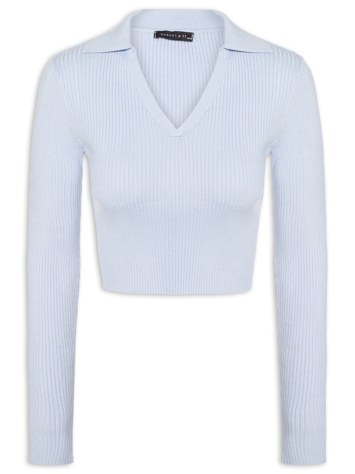 Blusa Feminina Manga Longa Em Tricot - Azul