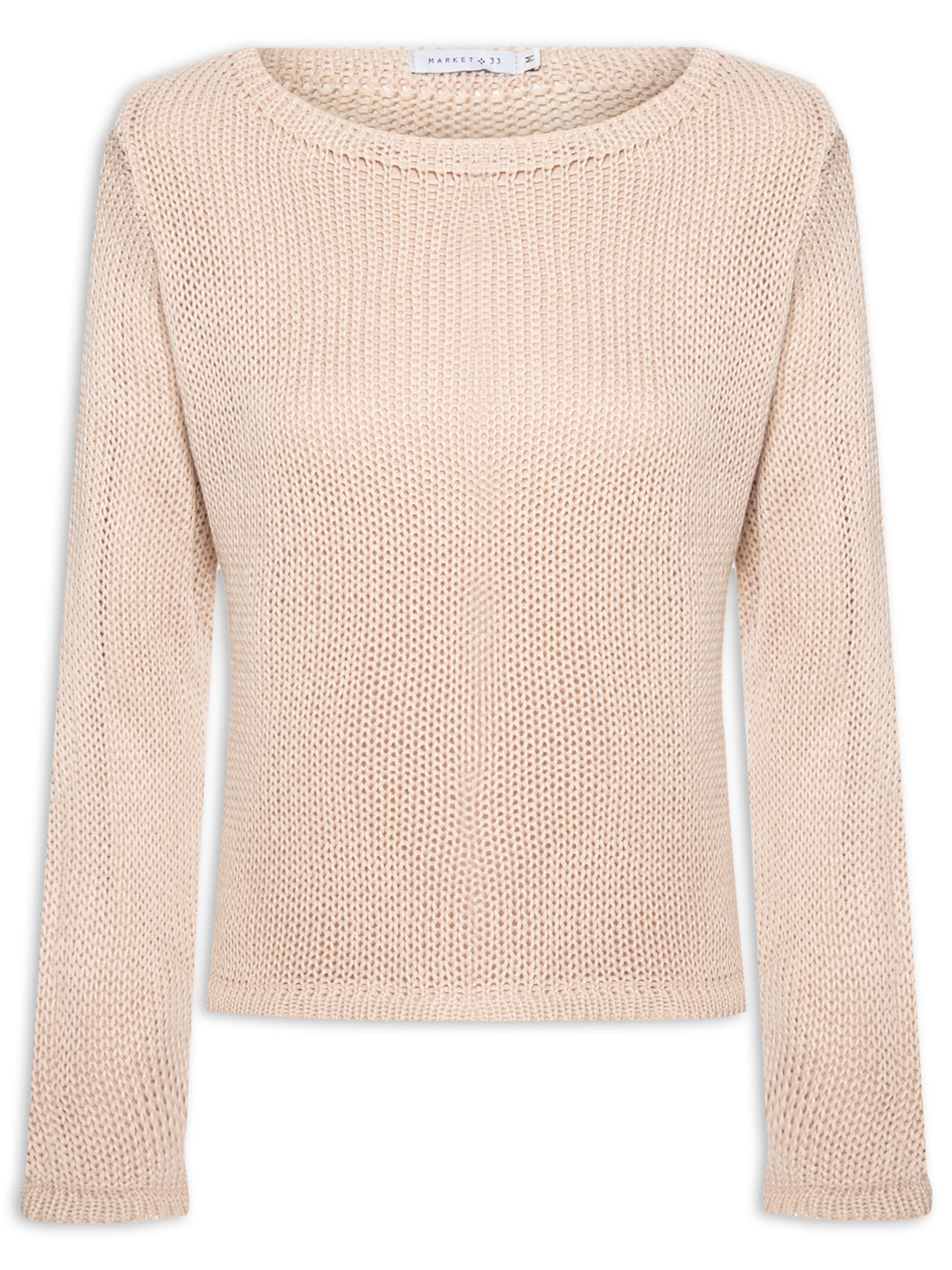 Blusa Feminina Manga Longa Em Tricot - Bege