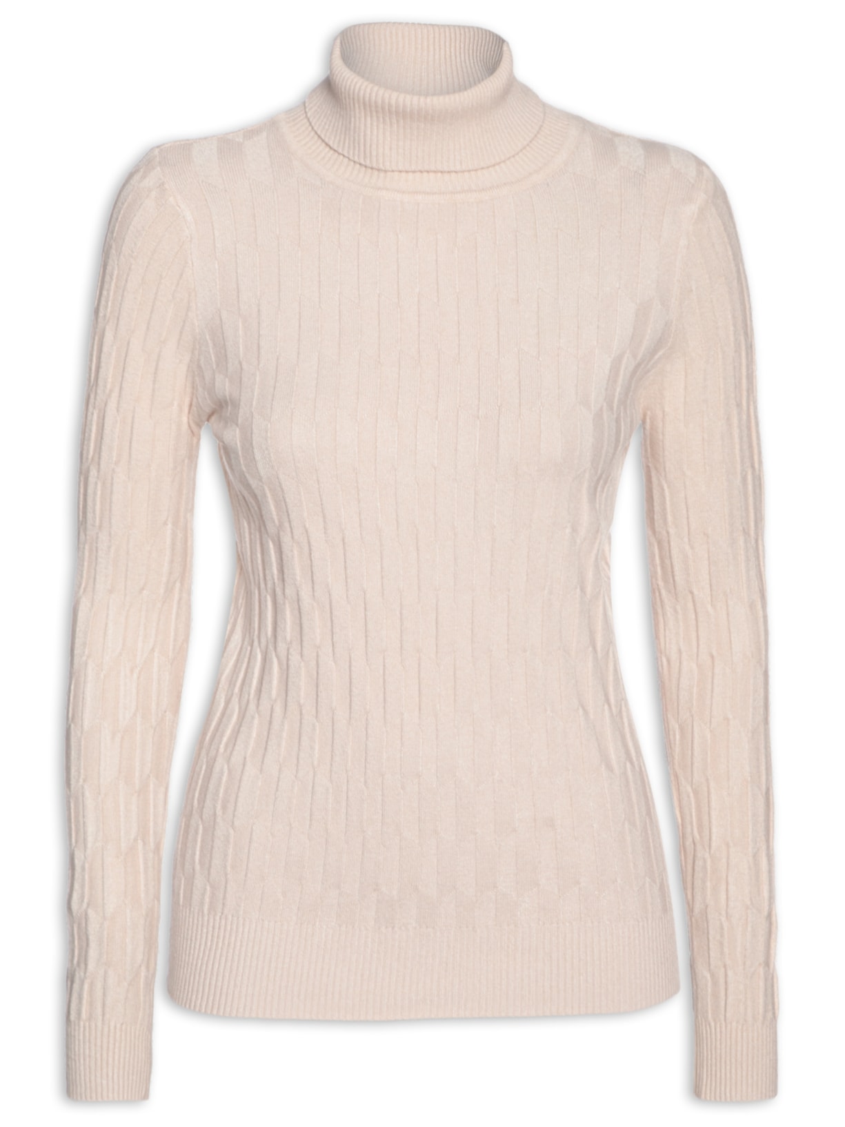 Blusa Feminina Manga Longa Em Tricot - Bege