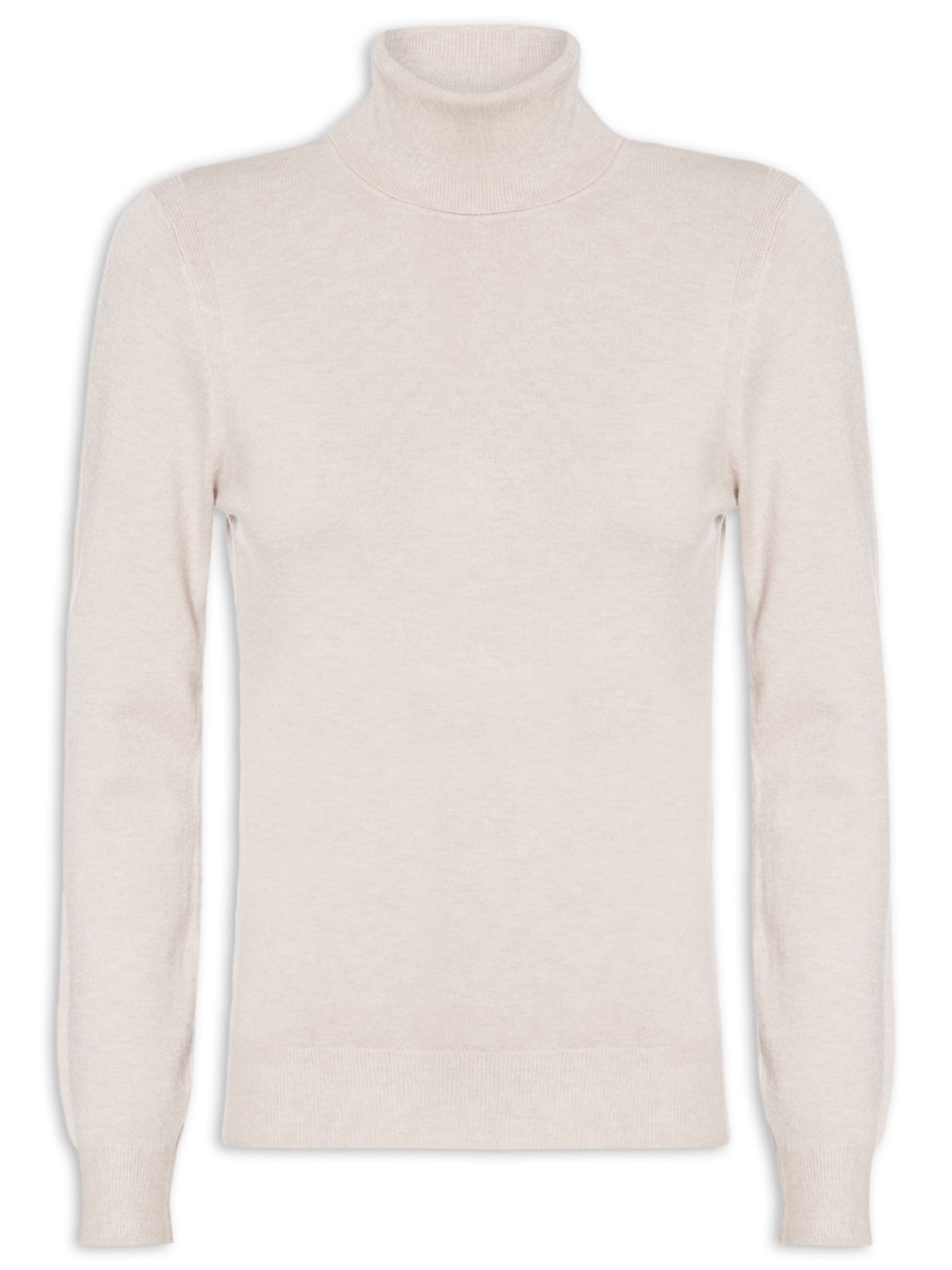 Blusa Feminina Manga Longa Em Tricot - Bege