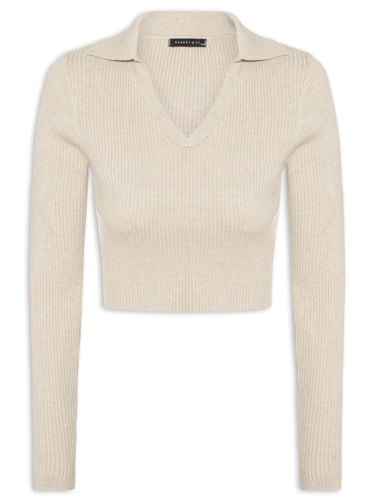 Blusa Feminina Manga Longa Em Tricot - Bege