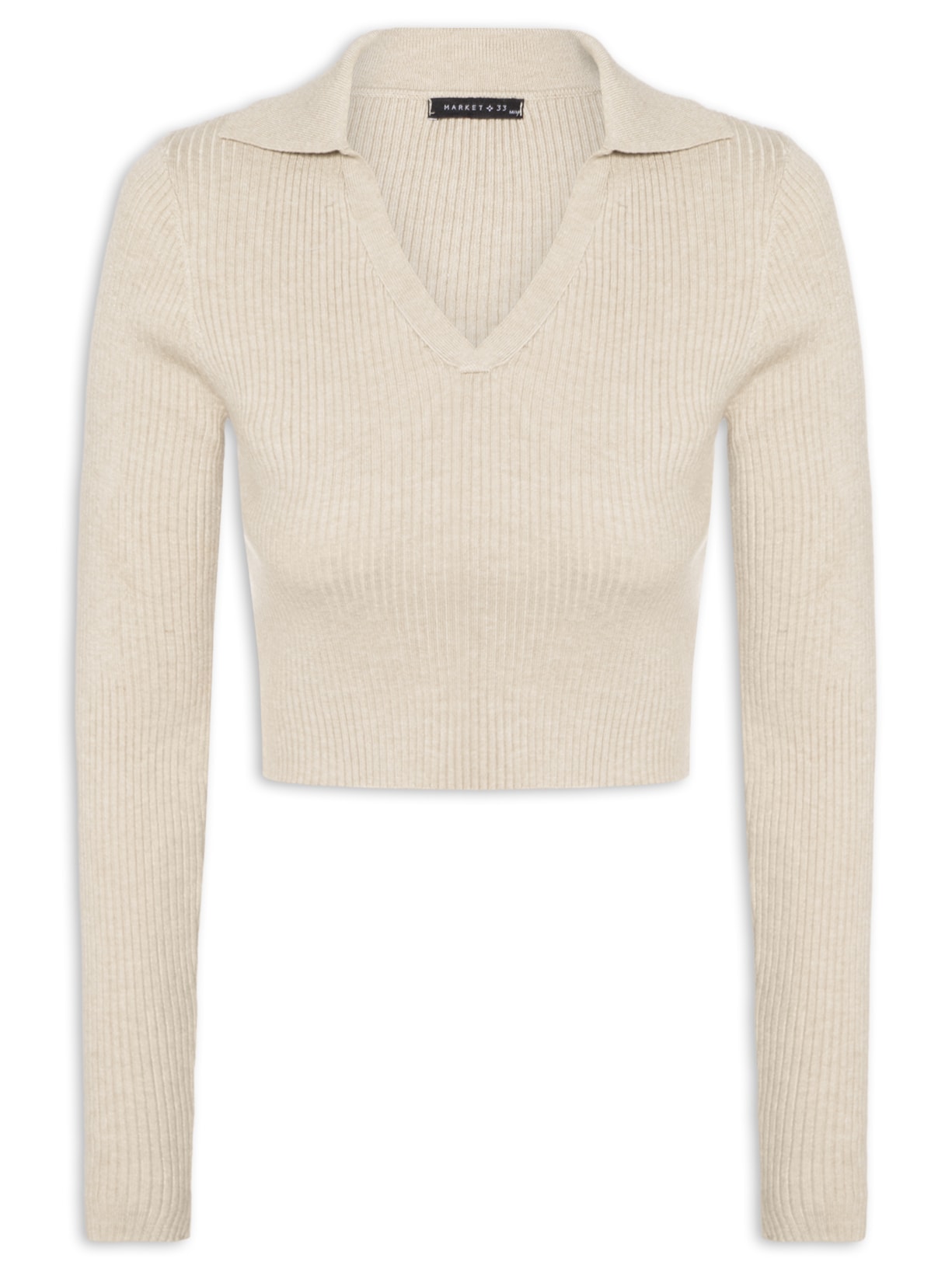 Blusa Feminina Manga Longa Em Tricot - Bege