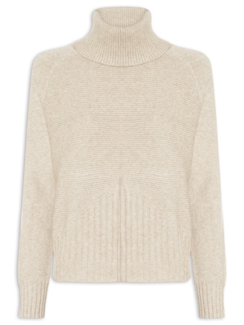 Blusa Feminina Manga Longa Em Tricot - Bege