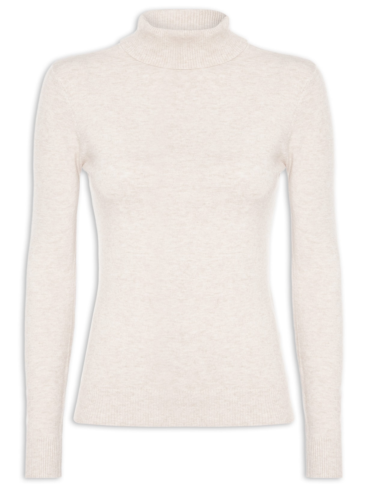 Blusa Feminina Manga Longa Em Tricot - Bege
