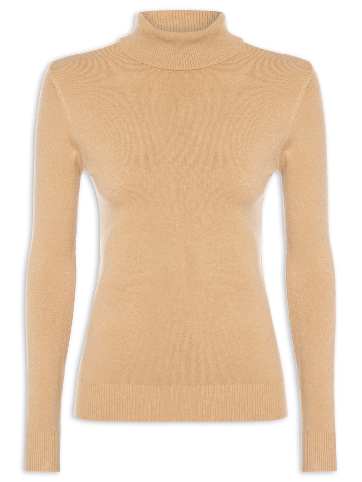 Blusa Feminina Manga Longa Em Tricot - Bege