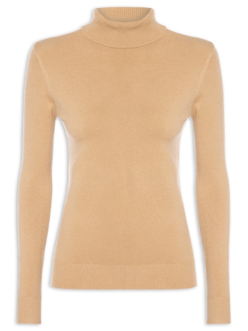 Blusa Feminina Manga Longa Em Tricot - Bege