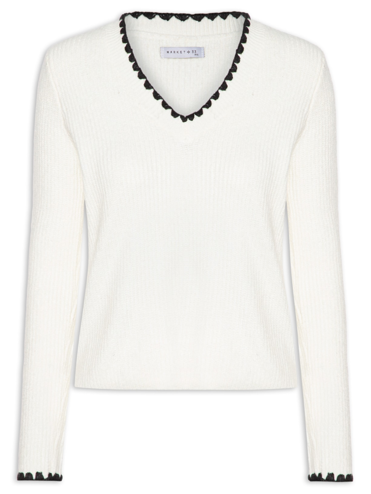 Blusa Feminina Manga Longa Em Tricot - Branco