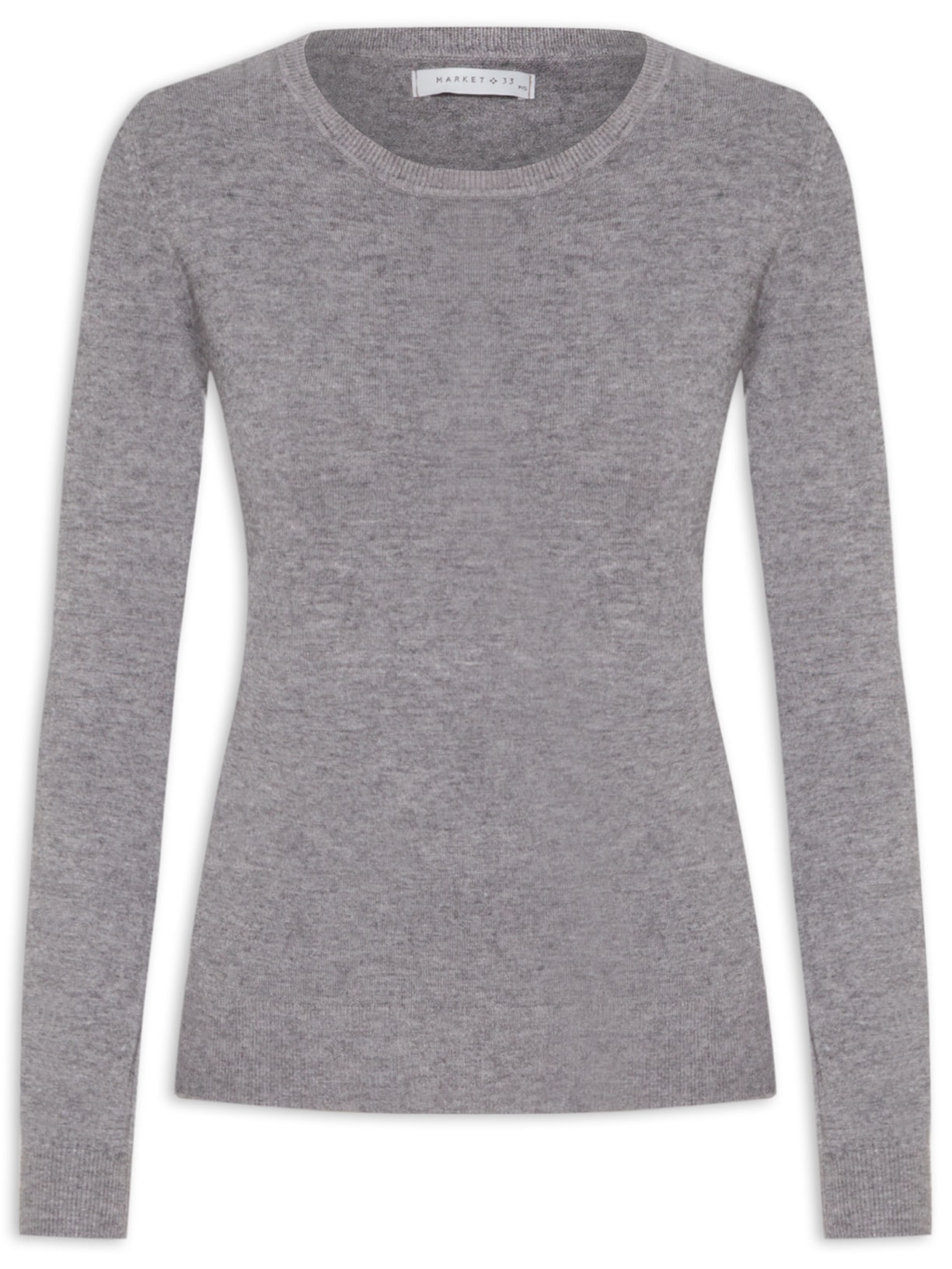 Blusa Feminina Manga Longa Em Tricot - Cinza