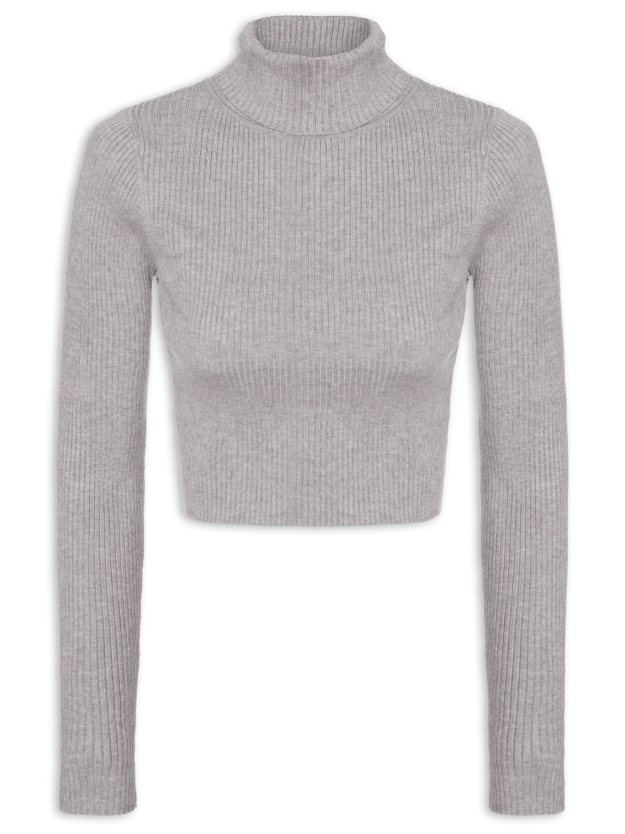 Blusa Feminina Manga Longa Em Tricot Cinza Market 33