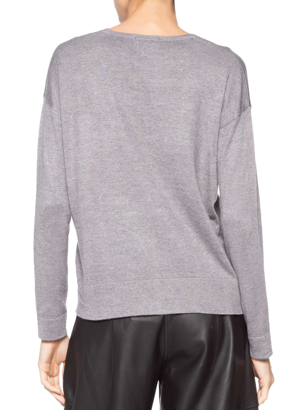 Blusa Feminina Manga Longa em Tricot Cinza Market 33