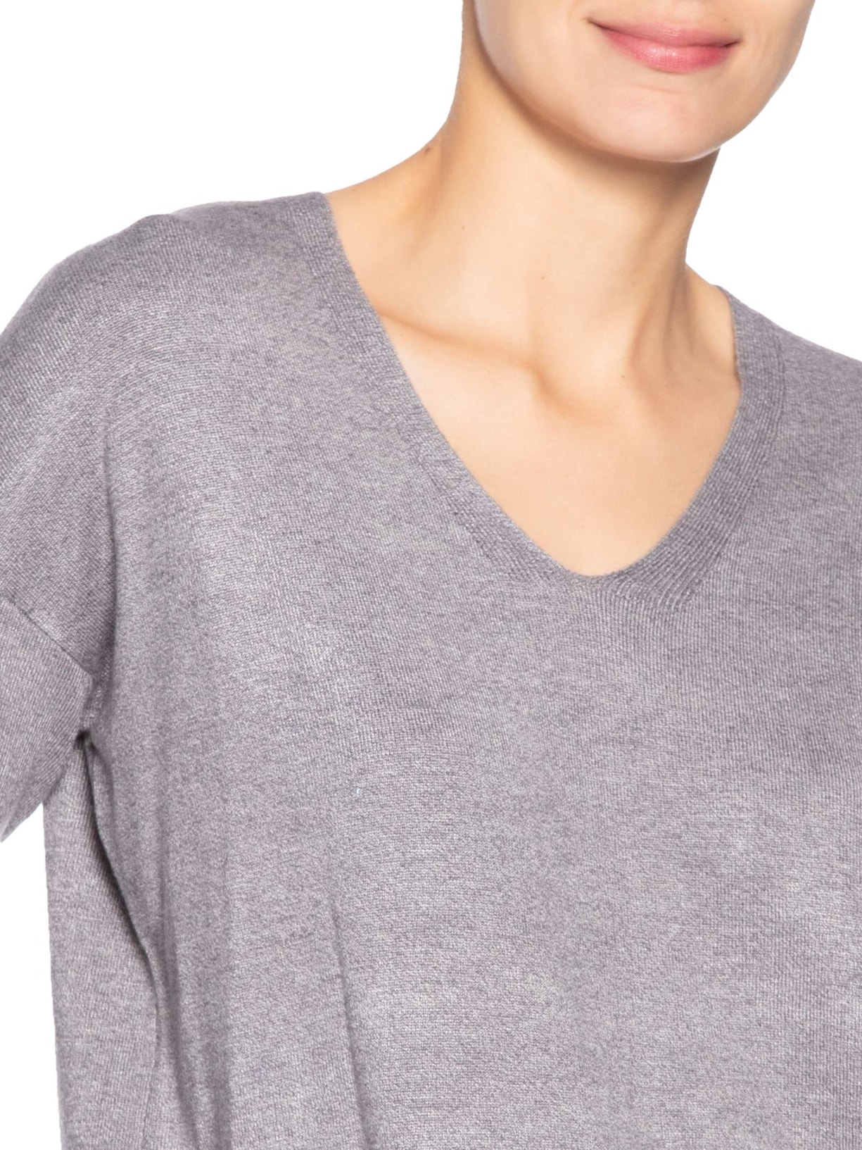 Blusa Feminina Manga Longa em Tricot Cinza Market 33