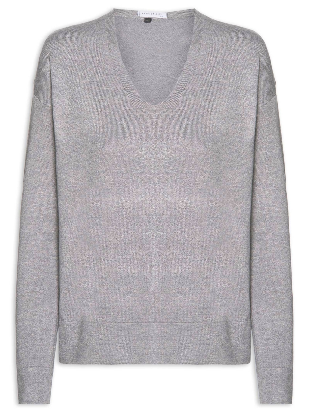 Blusa Feminina Manga Longa em Tricot Cinza Market 33