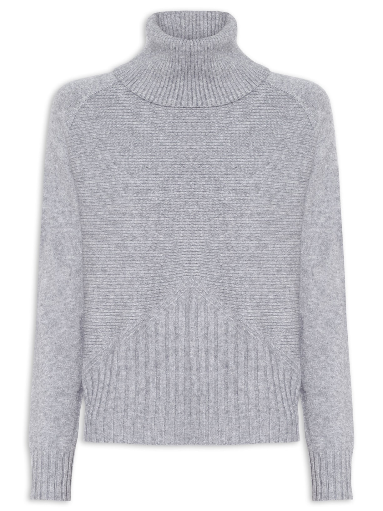 Blusa Feminina Manga Longa Em Tricot Cinza Market 33