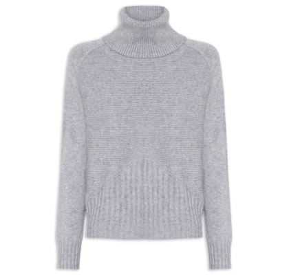 Blusa Feminina Manga Longa Em Tricot - Cinza