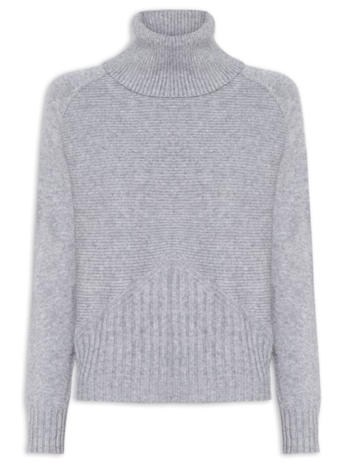 Blusa Feminina Manga Longa Em Tricot - Cinza