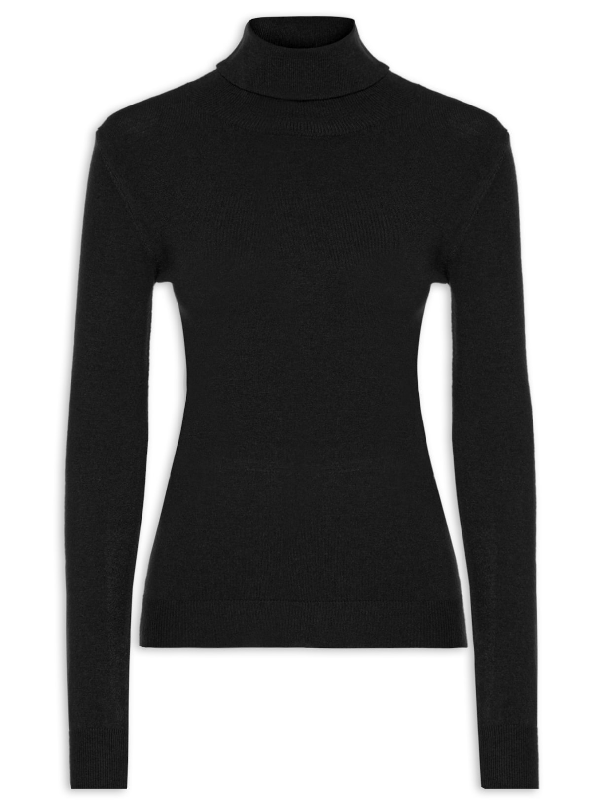 Blusa Feminina Manga Longa em Tricot com Cashmere - Preto
