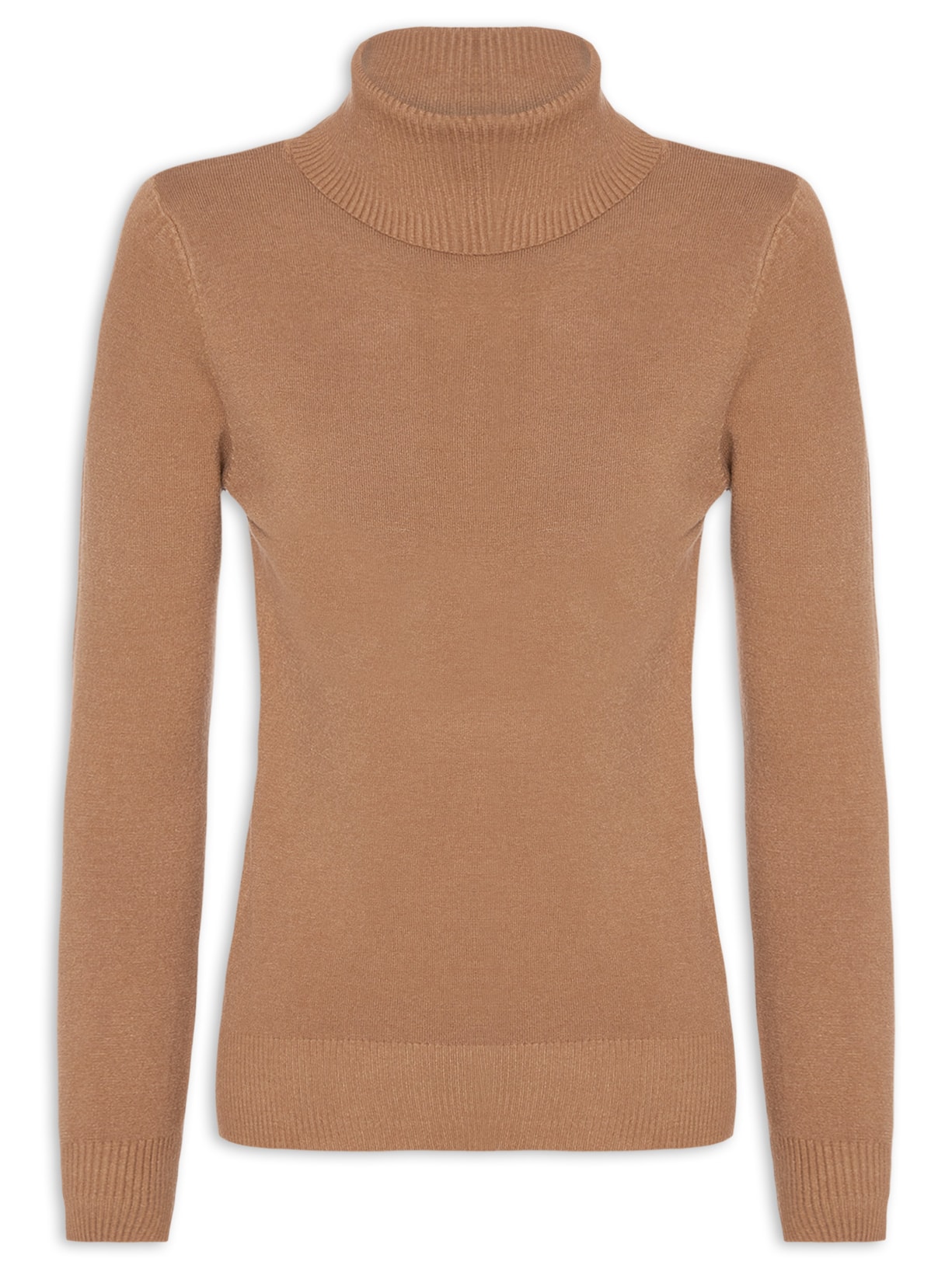 Blusa Feminina Manga Longa Em Tricot - Marrom