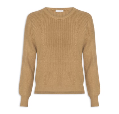 Blusa Feminina Manga Longa em Tricot - Marrom
