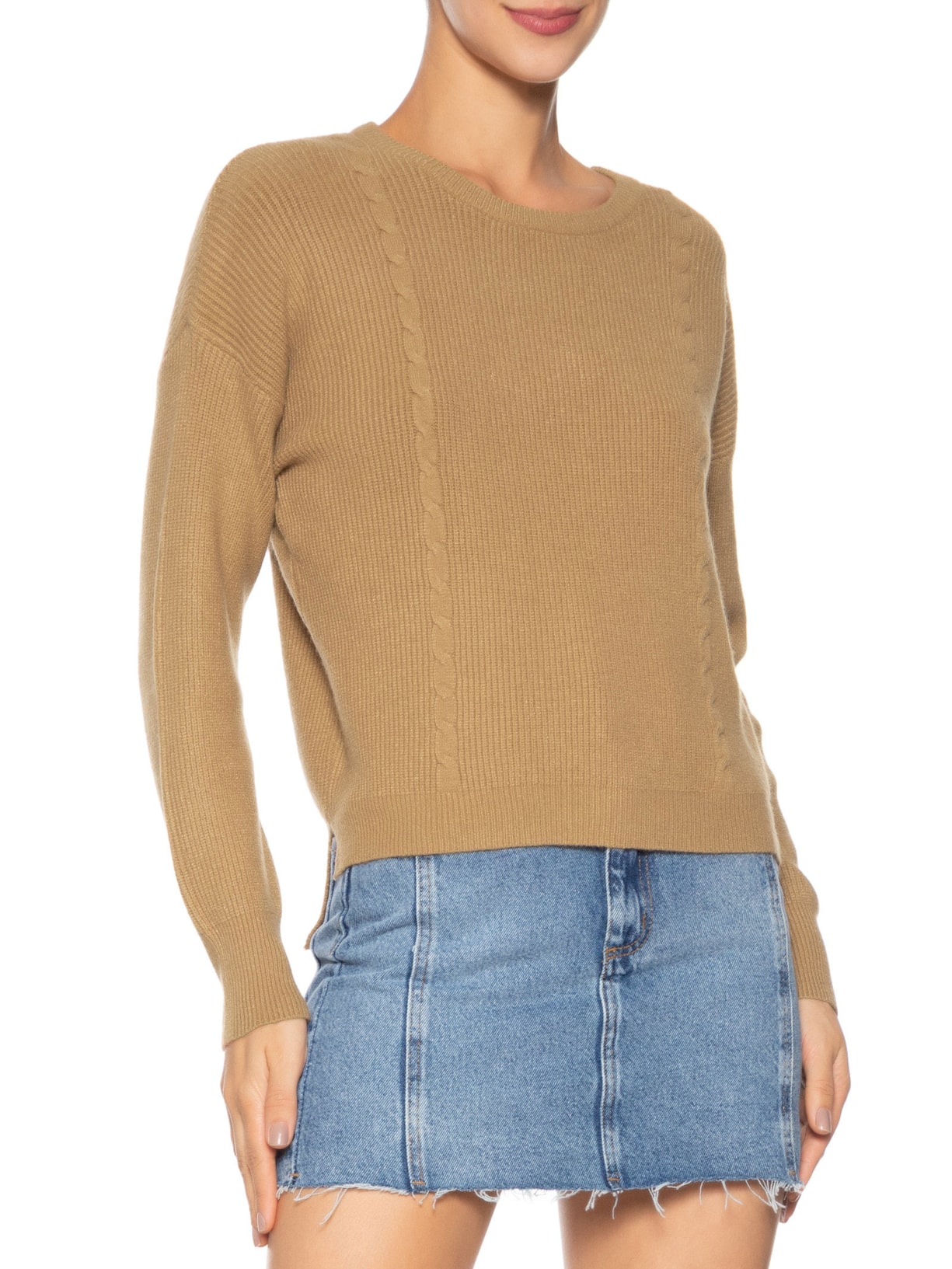 Blusa Feminina Manga Longa em Tricot Marrom Market 33