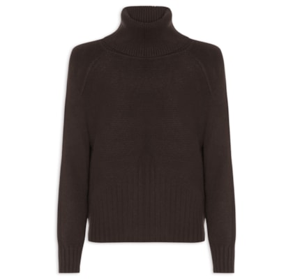 Blusa Feminina Manga Longa Em Tricot - Marrom