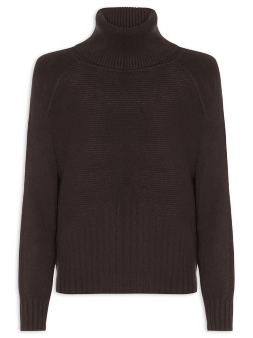 Blusa Feminina Manga Longa Em Tricot - Marrom